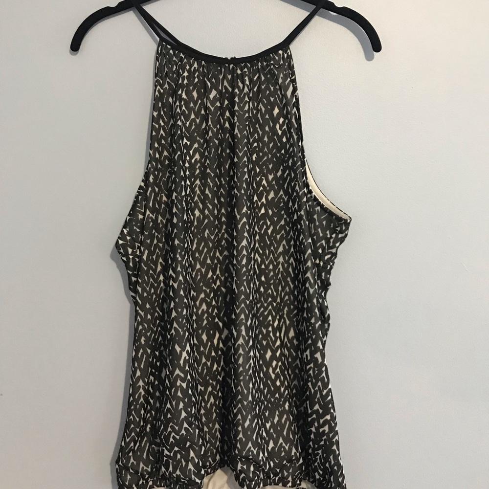 EXPRESS Black and White Pattern Racerback Top